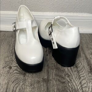 Koi White and Black Platform Shoes with Classic Design